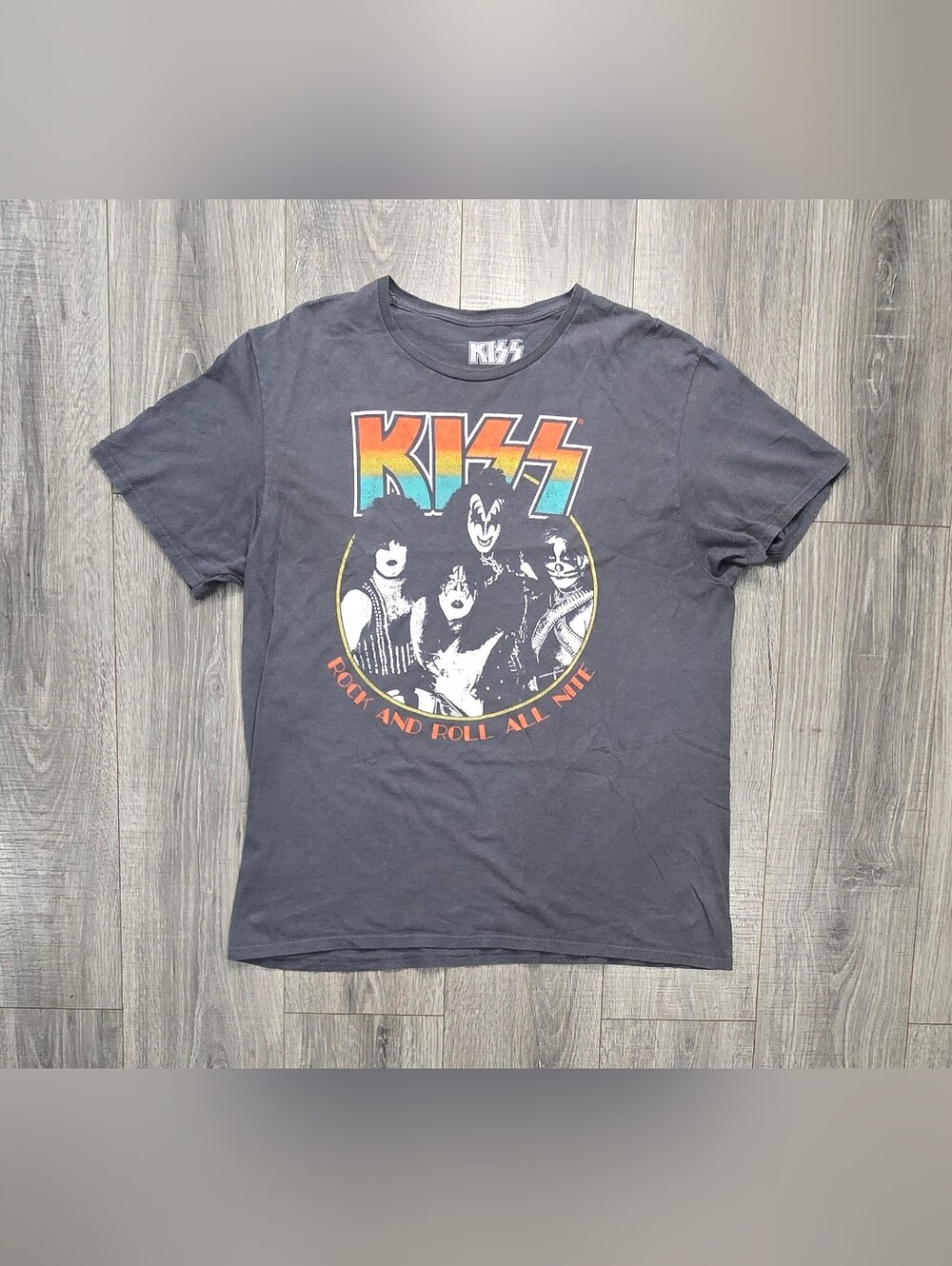 Kiss Kids Black Graphic Tee with Rainbow Logo